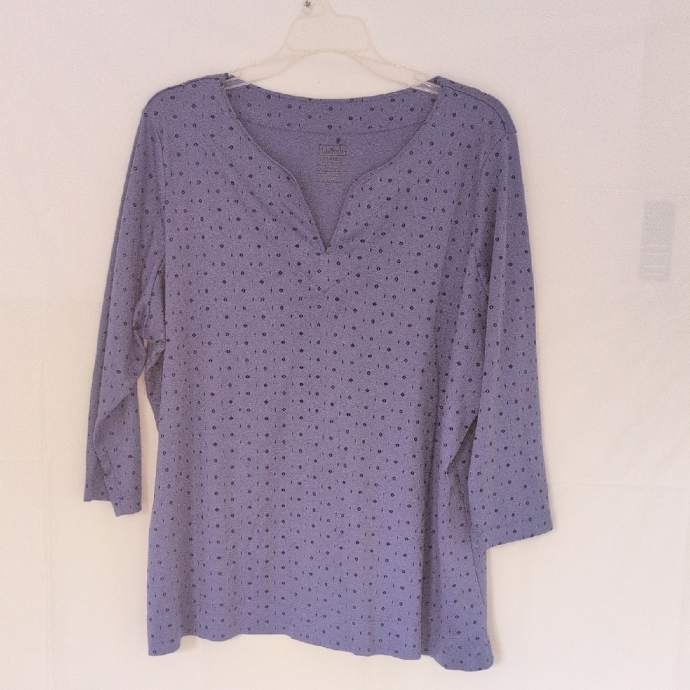 L.L. Bean Purple 3/4 Sleeve Relaxed Blouse